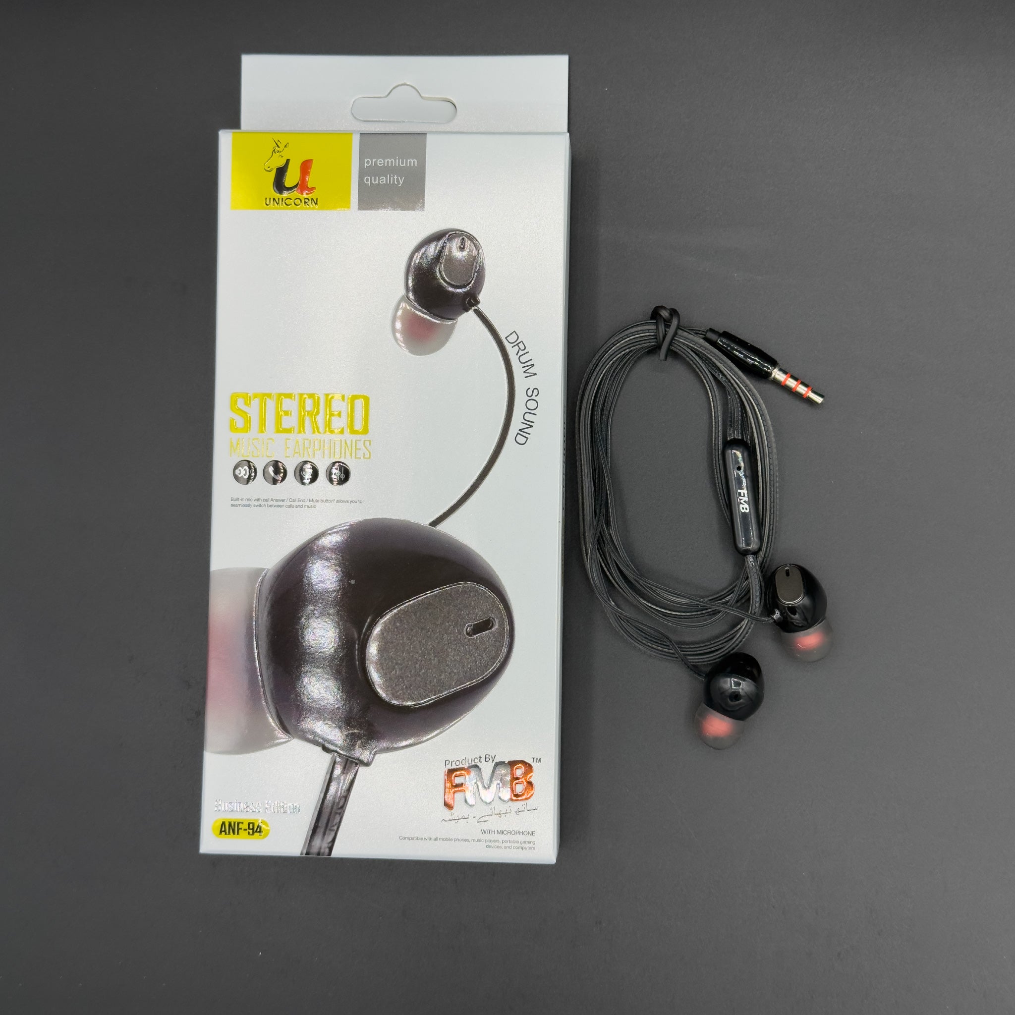FMB ANF-94 Business Wired Earphones - Drum Sound Deep Bass with Mic 3.5mm